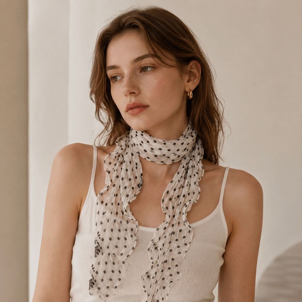 Women'S Accessories Clothing - وشاح من القطن والكتان بنقشة البولكا
