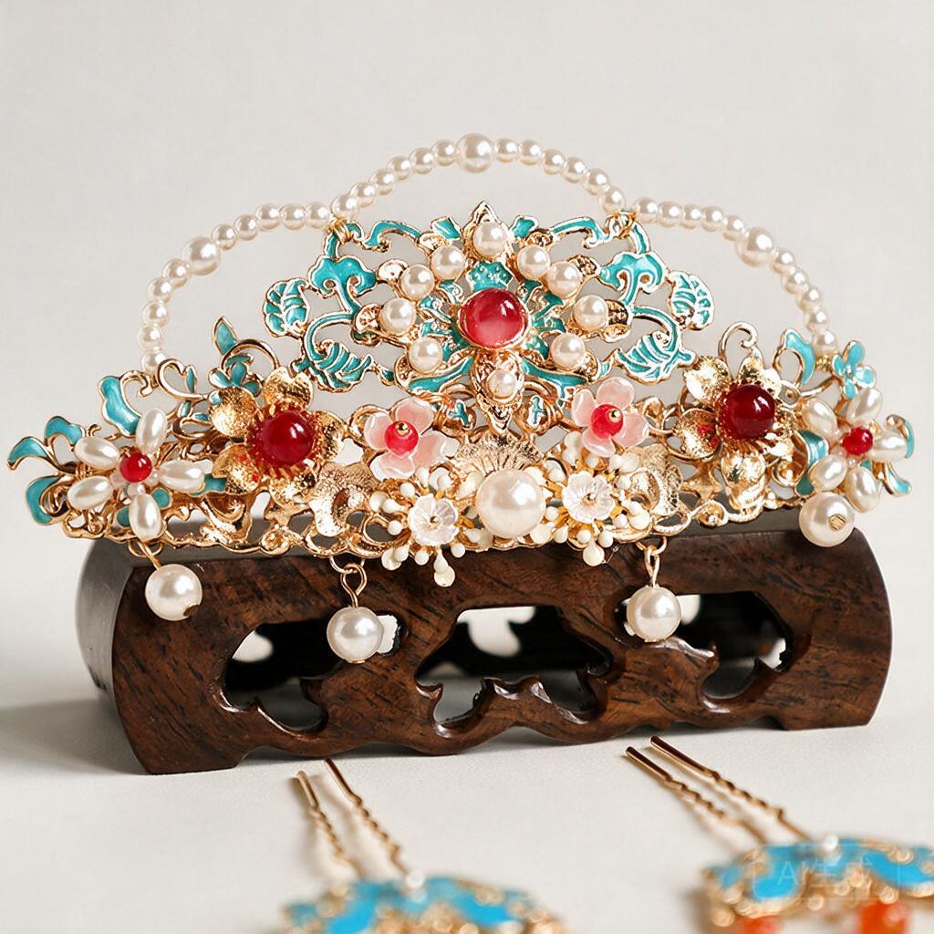 Women'S Red Accessories - مجموعة إكسسوارات شعر هانفو الصينية التقليدية،