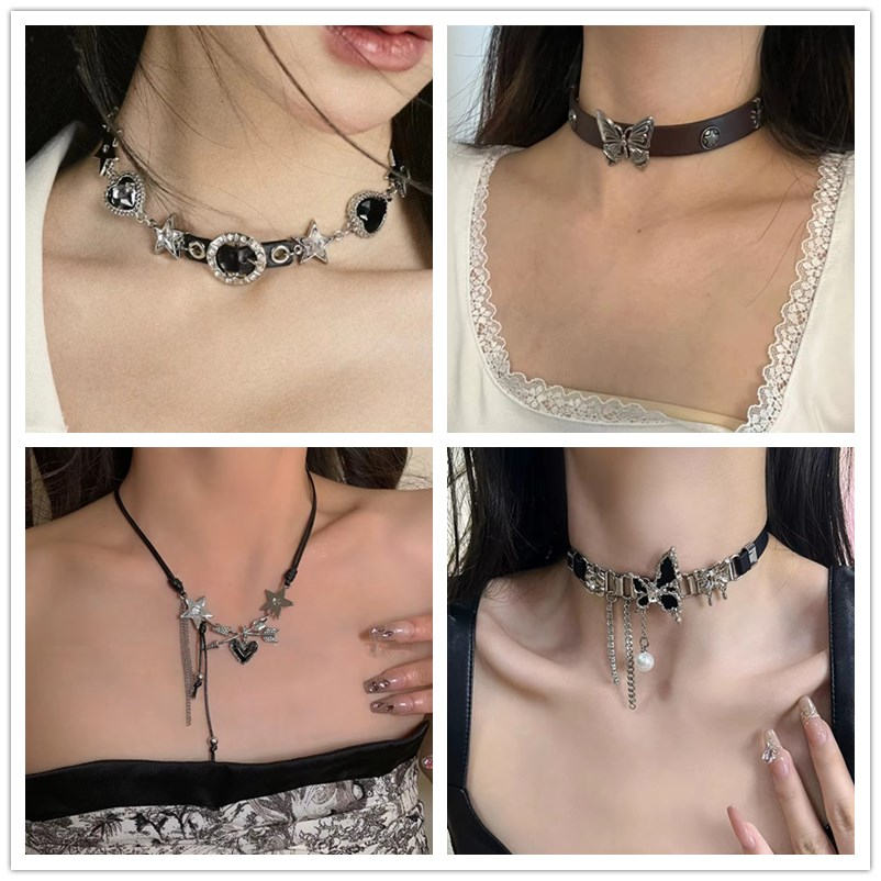 Women'S Emo Accessories - Y2K خمر فراشة الصليب القلب ستار