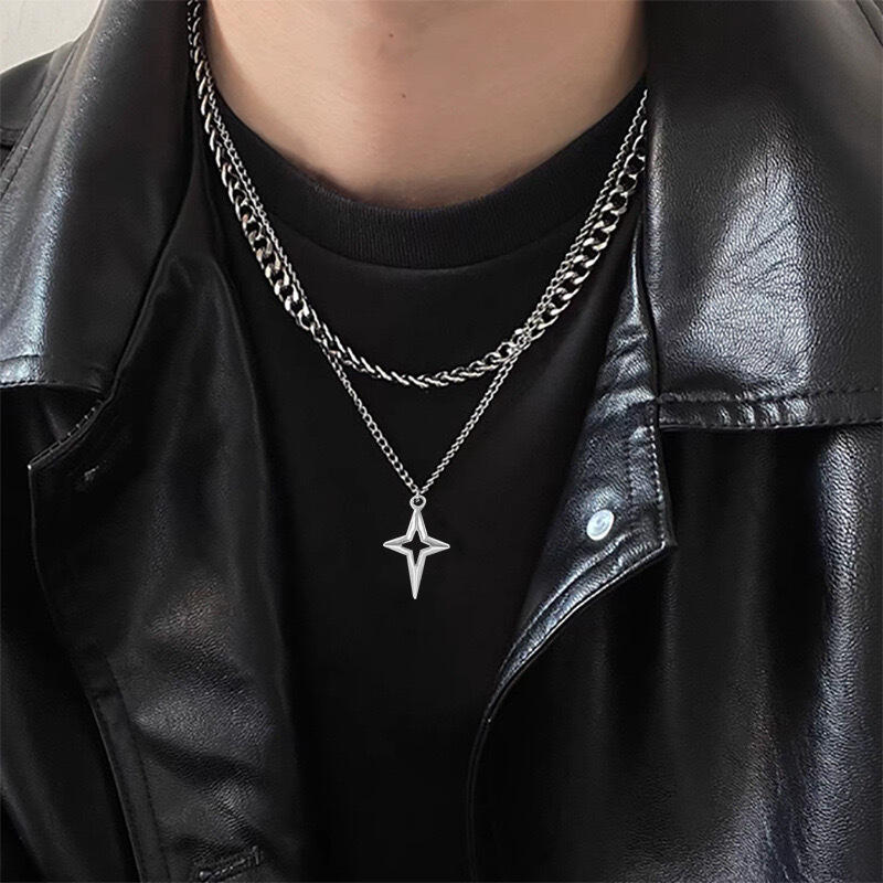 قلادة مزدوجة الطبقات على شكل ن - مراجعة Women'S Emo Accessories وسعره