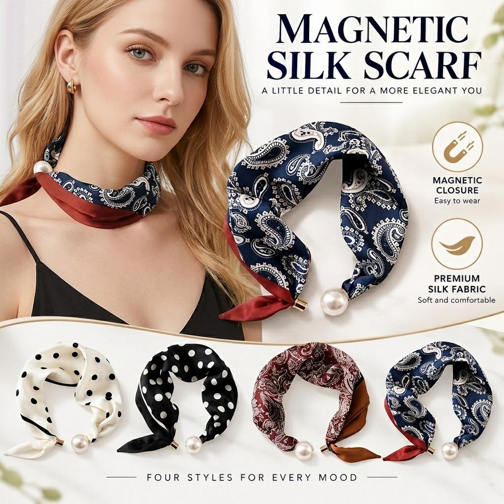 وشاح حريري مطبوع بتصميم لؤلؤي، - مراجعة Silk Scarf Square وسعره