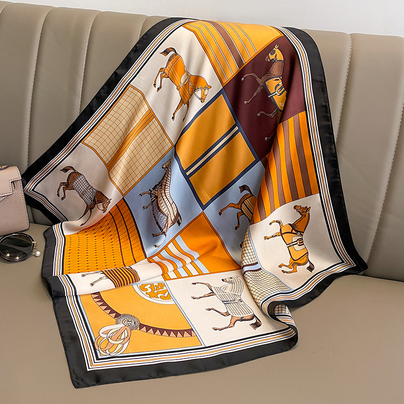 2023 تصميم الأزياء مربع وشاح ح - مراجعة Silk Scarf Square وسعره